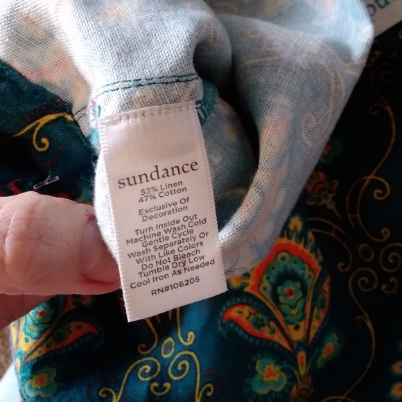 Sundance Kalini Paisley Floral Cotton Linen Blend Shorts w/Tassel - Picture 6 of 6